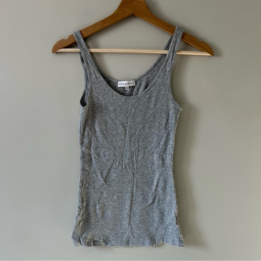 Community Gray Ribbed Tank Top XXS